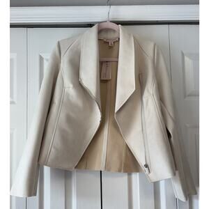 NWT Philosophy Faux Suede Beige Moto Jacket Women’s Full Zip Small